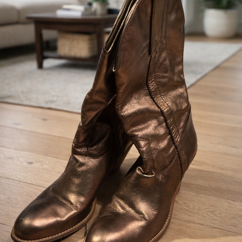Jessica Simpson Metallic Bronze Heeled Boots